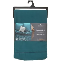 Drap en coton - bleu canard - 180x290 cm - Atmosphera