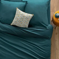 Drap en coton - bleu canard - 180x290 cm - Atmosphera