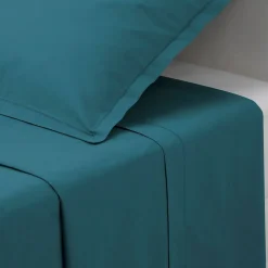 Drap en coton - bleu canard 240x290 cm - Atmosphera