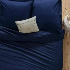 Drap en coton - bleu encre - 180x290 cm - Atmosphera