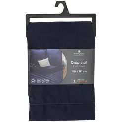 Drap en coton - bleu encre - 180x290 cm - Atmosphera