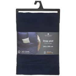 Drap en coton - bleu encre 240x290 cm - Atmosphera