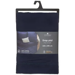 Drap en coton - bleu encre 240x290 cm - Atmosphera