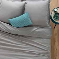 Drap en coton - gris - 180x290 cm - Atmosphera