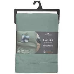Drap en coton - vert céladon 240x290 cm - Atmosphera