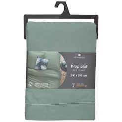 Drap en coton - vert céladon 240x290 cm - Atmosphera