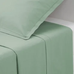 Drap en coton - vert céladon - 180x290 cm - Atmosphera