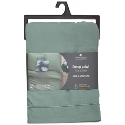 Drap en coton - vert céladon - 180x290 cm - Atmosphera