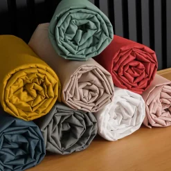 DRAP HOUSSE 2 PERSONNES PERCALE UNI 78 FILS PERCALINE TILLEUL - 160x200cm - Vert tilleul