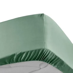 DRAP HOUSSE 2 PERSONNES PERCALE UNI 78 FILS PERCALINE TILLEUL - 160x200cm - Vert tilleul