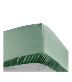 DRAP HOUSSE 2 PERSONNES PERCALE UNI 78 FILS PERCALINE TILLEUL - 160x200cm - Vert tilleul