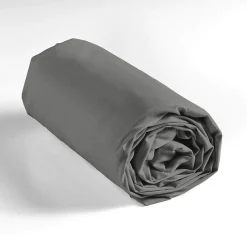 DRAP HOUSSE 2 PERSONNES UNI 57 FILS LINA GRIS SOURIS - 140x190cm - Gris