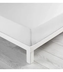 DRAP HOUSSE 2 PERSONNES UNI 57 FILS LINA BLANCHE - 140x190cm - Blanc