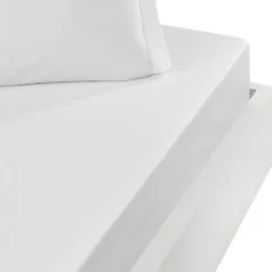 Drap housse bonnet 40 cm en percale coton PLUSBlanc 180x200 cm SOFT PERCALE