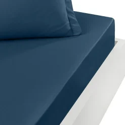 Drap housse bonnet 40 cm en percale coton PLUSIndigo 90x200 cm SOFT PERCALE
