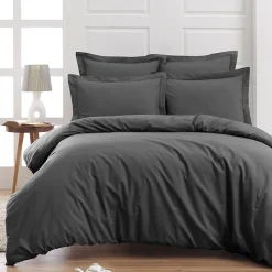Drap housse bonnet 40 cm en percale coton PLUSAnthracite 80x200 cm SOFT PERCALE