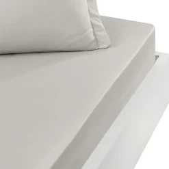Drap housse bonnet 40 cm en percale coton PLUSGris Perle 80x200 cm SOFT PERCALE