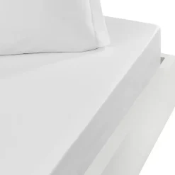 Drap housse bonnet 40 cm en percale coton PLUSBlanc 200x200 cm SOFT PERCALE