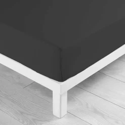 Drap housse coton 57 fils noir 90 x 190 cm