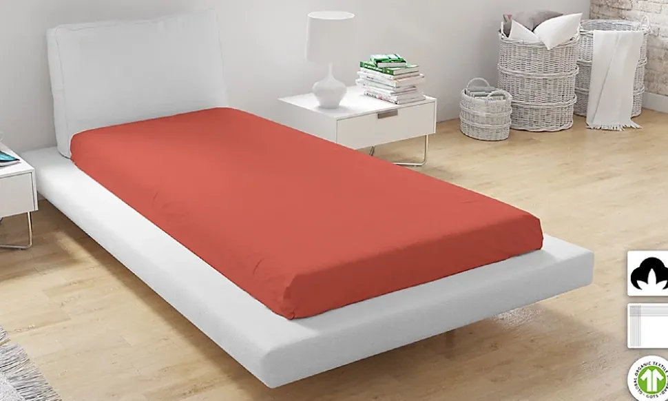 Drap Housse coton Biologique Safran - 160x200cm