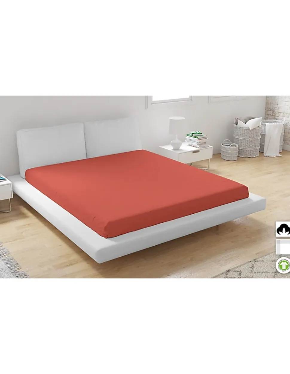 Drap Housse coton Biologique Safran - 160x200cm