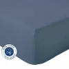 Drap Housse coton bonnet 23 cm fabriqué en France (140x190 cm - Bleu Marine)