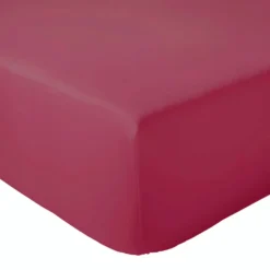 Drap Housse coton bonnet 23 cm fabriqué en France (140x190 cm - Rose foncé)