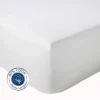 Drap Housse coton bonnet 23 cm fabriqué en France (90x190 cm - Blanc)