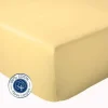 Drap Housse coton bonnet 23 cm fabriqué en France (160x190 cm - Jaune)