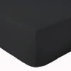 Drap Housse coton bonnet 23 cm fabriqué en France (180x190 cm - Noir)