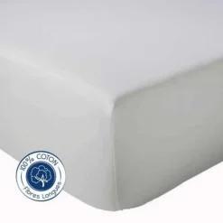 Drap Housse coton bonnet 23 cm fabriqué en France (180x190 cm - Gris Galet)