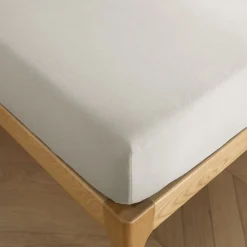 Drap housse "Drift" pur coton teint lavé 57 fils/cm² toutes dimensions - Ecru - 180 x 200 cm bonnet de 30 cm