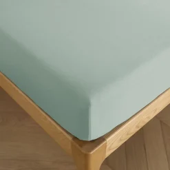 Drap housse "Drift" pur coton teint lavé 57 fils/cm² toutes dimensions - Vert - 180 x 200 cm bonnet de 30 cm