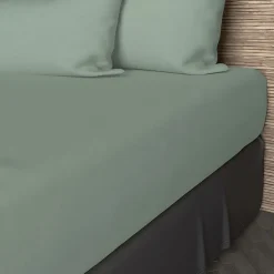 Drap housse en coton 57 fils 200x200 cm UNI vert d'eau, par Soleil d'ocre