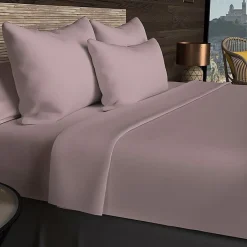 Drap housse en coton 57 fils 200x200 cm UNI vieux rose, par Soleil d'ocre