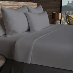 Drap housse en coton 57 fils 140x190 cm UNI gris, par Soleil d'ocre