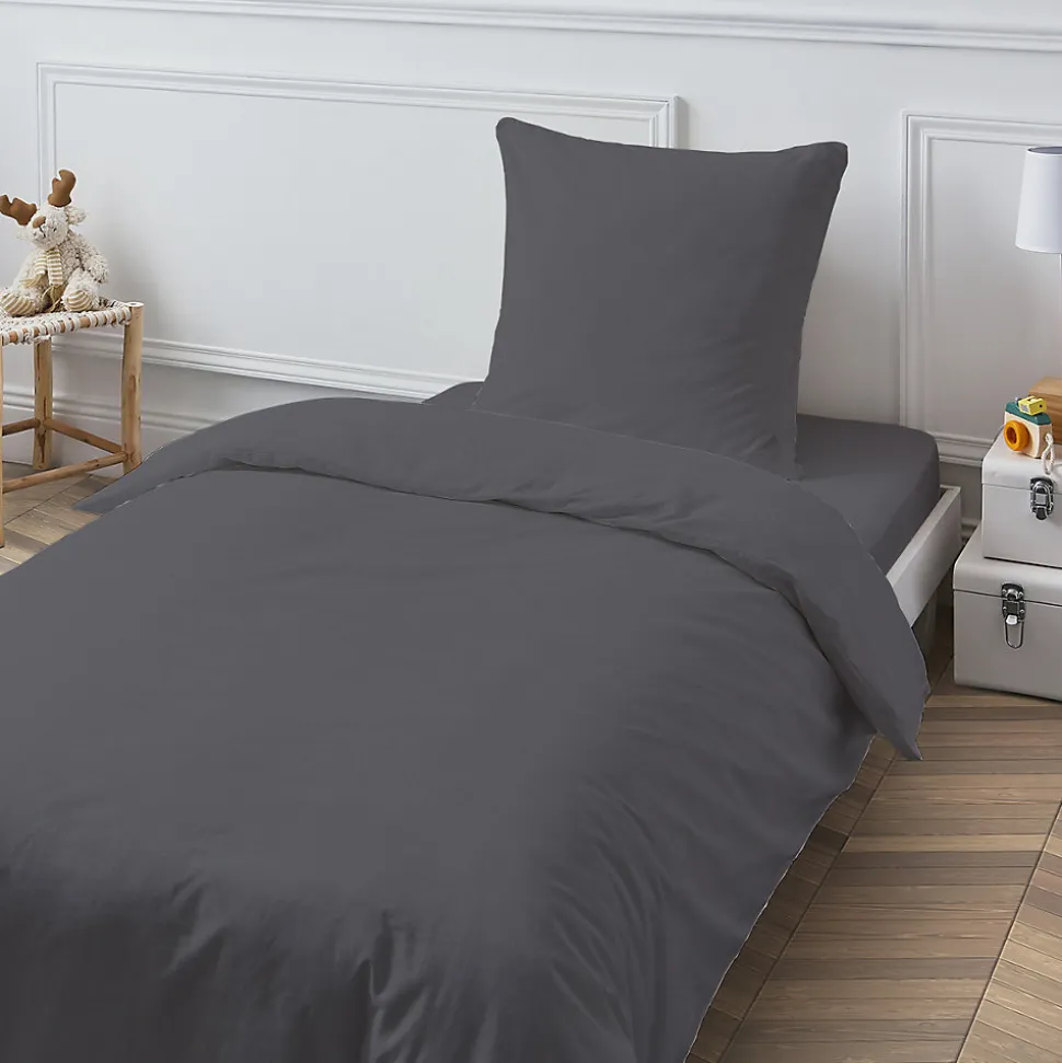 Drap housse en coton 57 fils uni bonnet 25cm 90x200cm