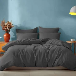 Drap housse en coton bonnet 30 cm Anthracite 140x190 cm STUDIO