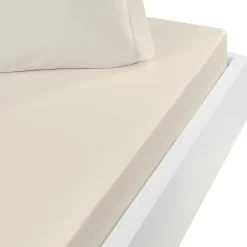 Drap housse en coton bonnet 30 cm Ecru 180x200 cm STUDIO