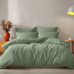 Drap housse en coton bonnet 30 cm Sauge 80x200 cm STUDIO