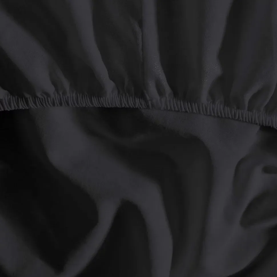 Drap housse en coton bonnet 30 cm Anthracite 180x200 cm STUDIO