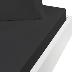 Drap housse en coton bonnet 30 cm Anthracite 180x200 cm STUDIO