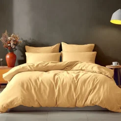 Drap housse en coton bonnet 30 cm Miel 120x190 cm STUDIO