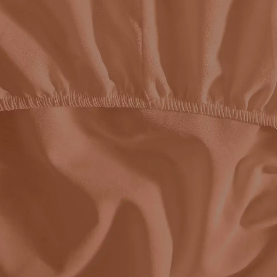 Drap housse en coton bonnet 30 cm Brique 90x190 cm STUDIO