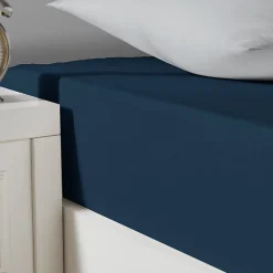 Drap housse en coton lavé biologique bonnet 30 cm Denim 160x200 cm ORGANIKA