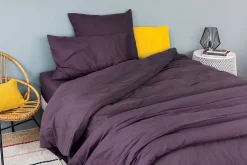Drap housse en coton Lavé (80x200 cm - Violet parme)