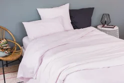 Drap housse en coton Lavé (140x190 cm - Rose Clair)