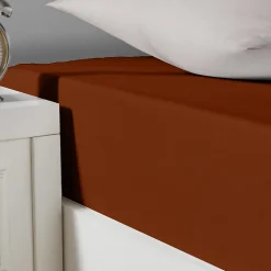 Drap housse en coton lavé biologique bonnet 30 cm Auburn 180x200 cm ORGANIKA