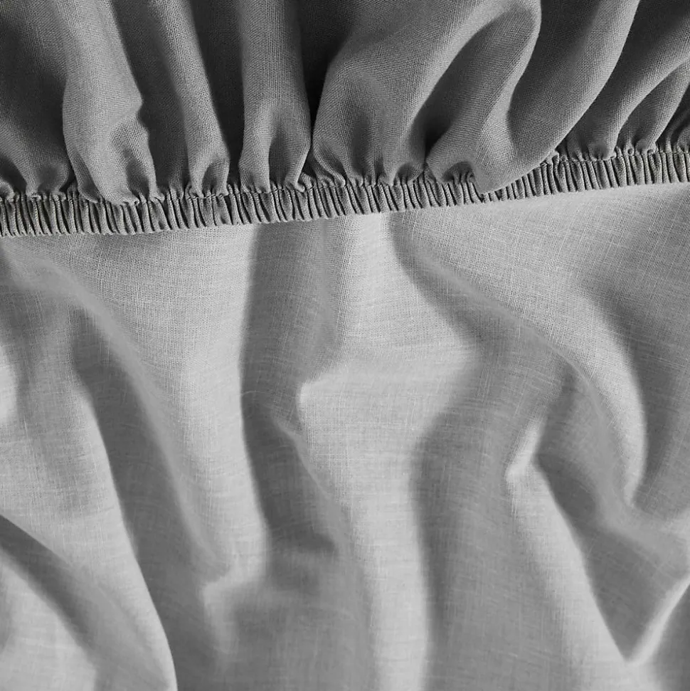 Drap housse en coton lavé biologique bonnet 30 cm Gris Perle 140x190 cm ORGANIKA