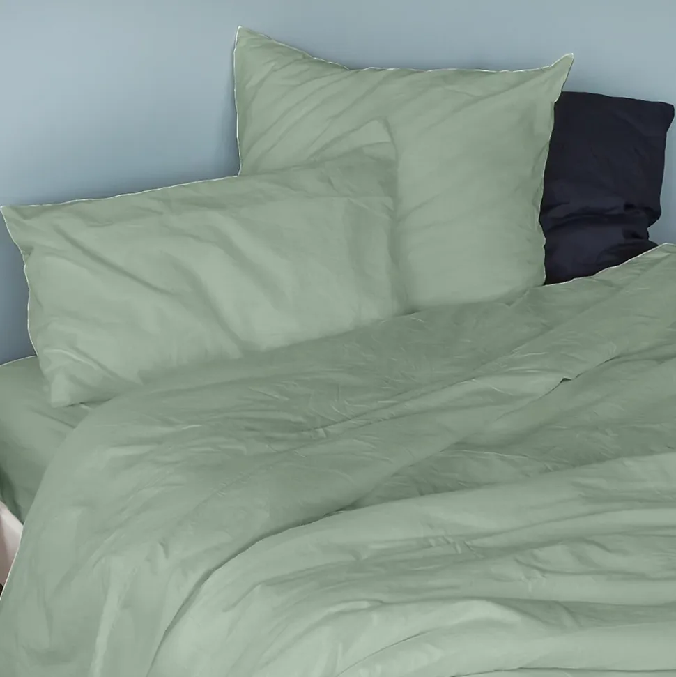 Drap housse en coton Lavé (80x200 cm - Céladon)